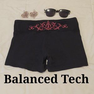 Balanced Tech black cotton boy short briefs with pink embroidered design Sz: M